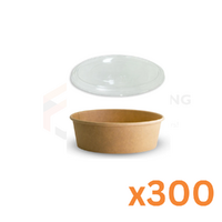 Brown Hot/Cold Bowl w PET Lid - 500ml (Retail Packaging)