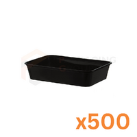 Black Base Rectangle container+ Lids 500ML