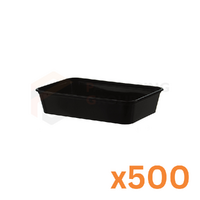 Black Base Rectangle container+ Lids 750ML